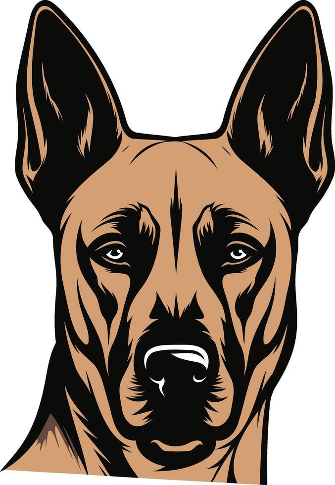 A fierce and focused german shepherd head, perfectly captured in this bold, graphic illustration vector