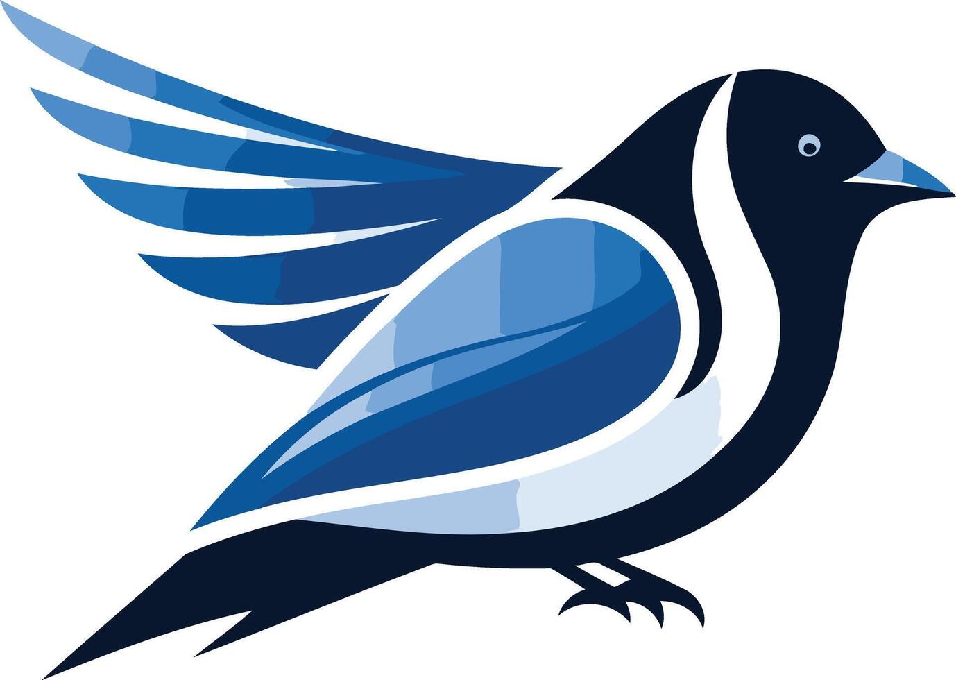 Abstract blue bird logo with a stylized design, perfect for representing freedom, speed, and communication vector