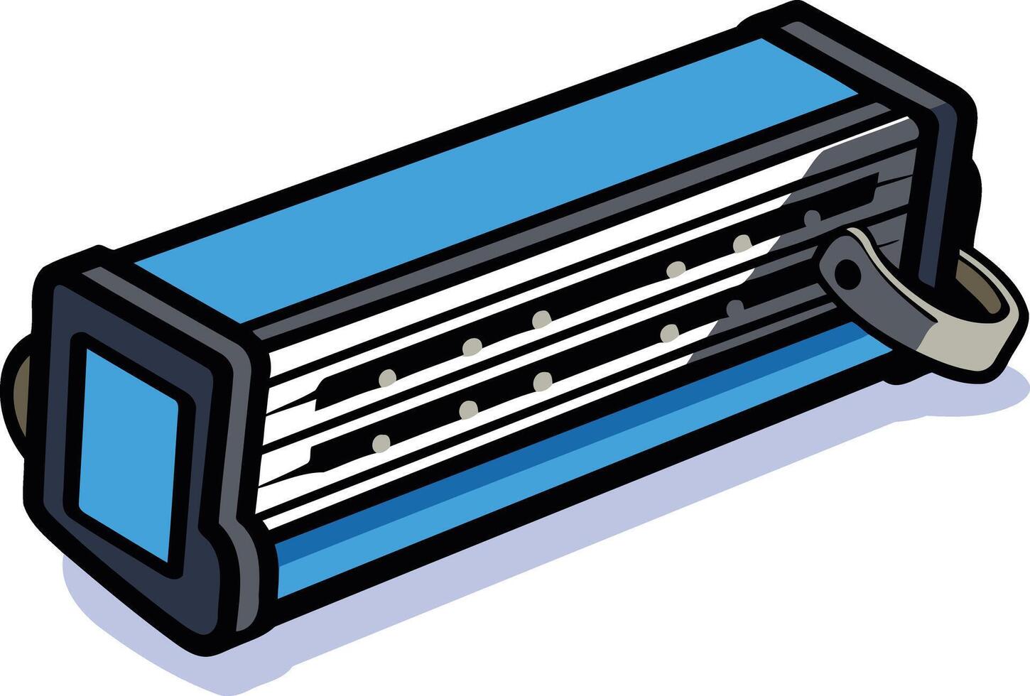 A cartoon illustration of a blue, rectangular light fixture with a series of leds vector