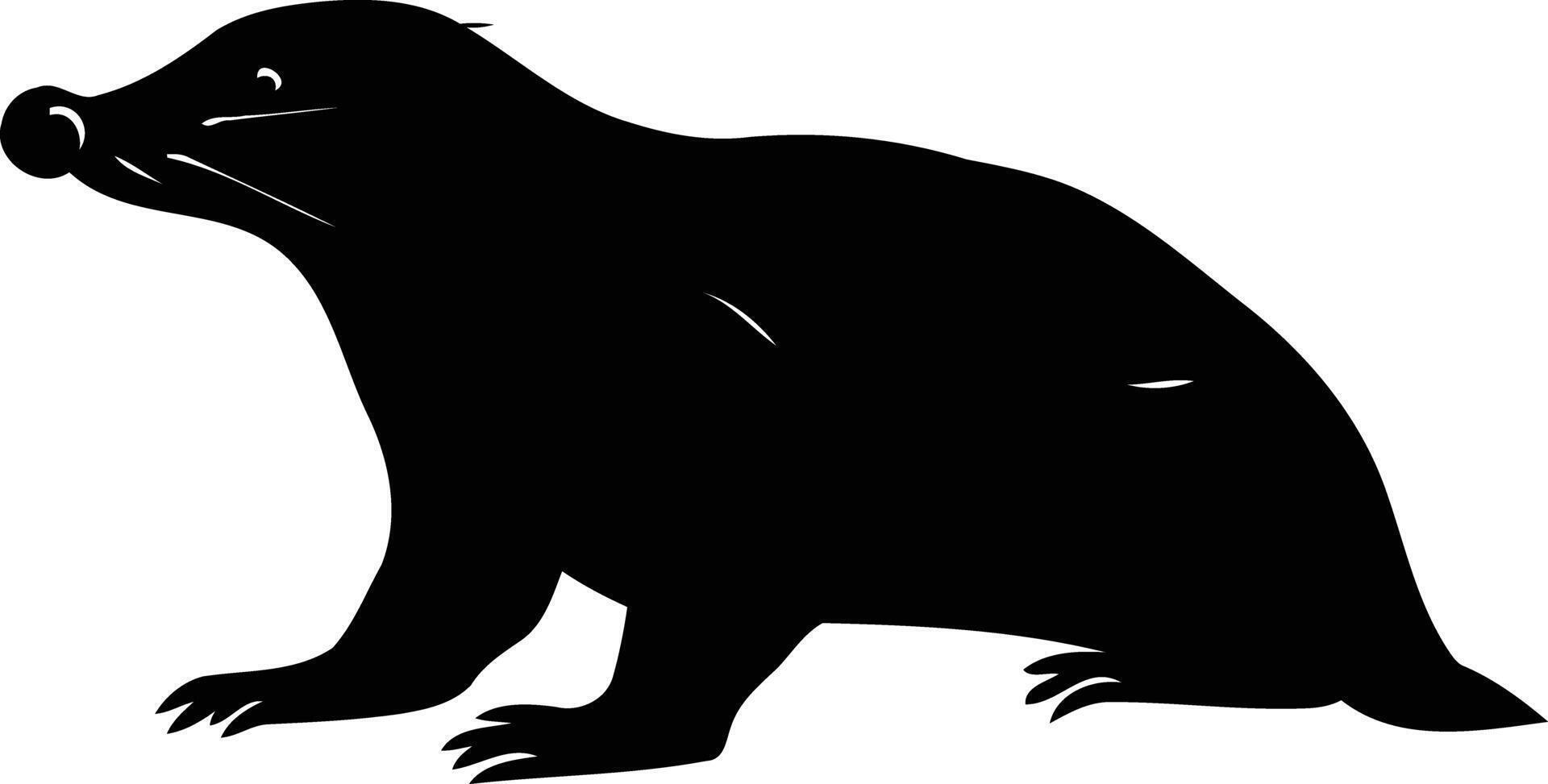 Simple black and white silhouette of a badger, perfect for illustrating books, websites, and other projects vector