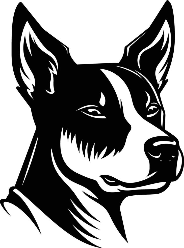 A striking black and white illustration of a dog's head, perfect for logos, branding, or pet related designs vector
