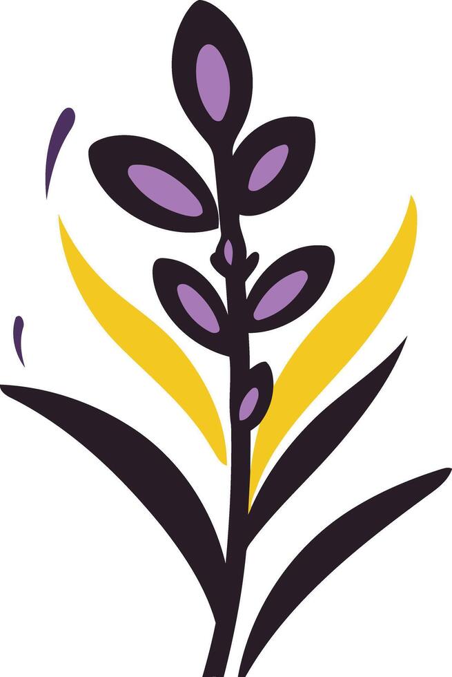 Stylized floral design with purple and yellow accents vector