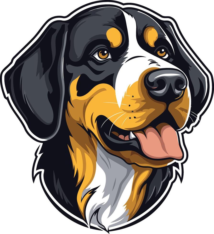 A friendly and playful bernese mountain dog portrait with a cheerful expression, perfect for pet lovers, dog owners, and businesses related to dogs vector
