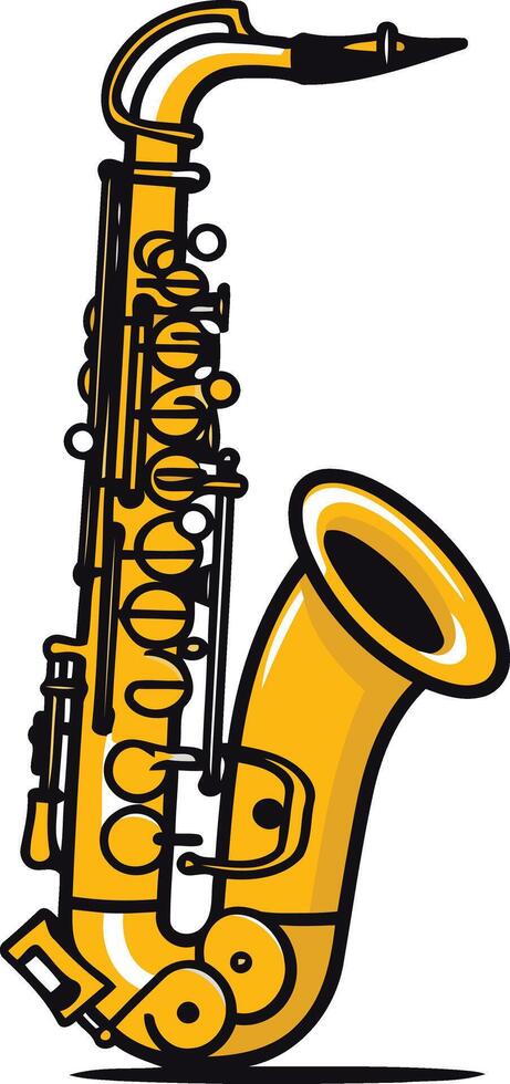 A simple, yellow saxophone illustration perfect for logos, posters, and music themed designs vector