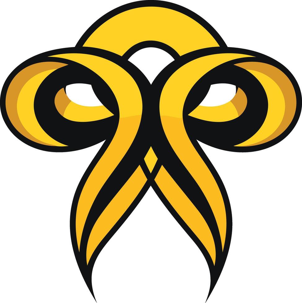 Abstract logo design featuring a dynamic, stylized shape in bold yellow and black vector