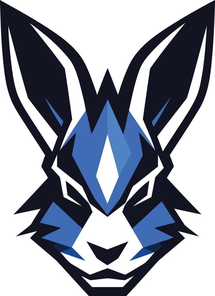 A powerful and dynamic logo featuring a stylized rabbit head in a bold blue and black color scheme vector