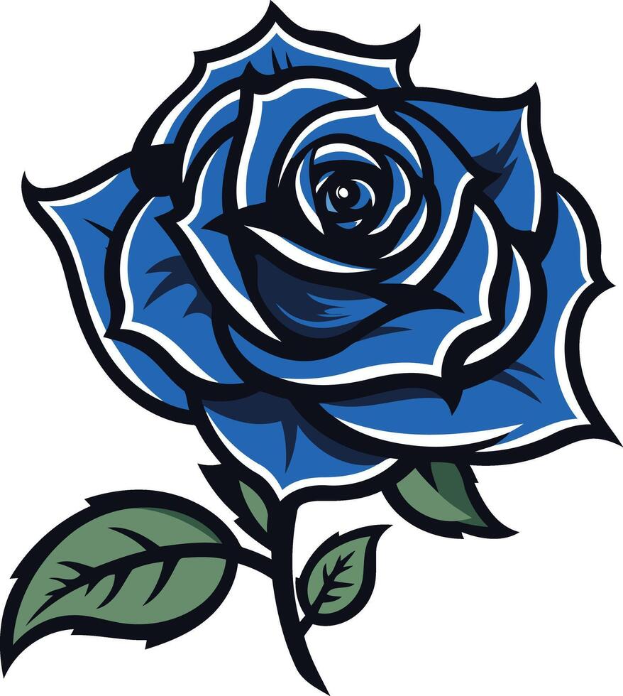 A bold and stylized blue rose, perfect for adding a touch of elegance and vintage charm to your designs vector