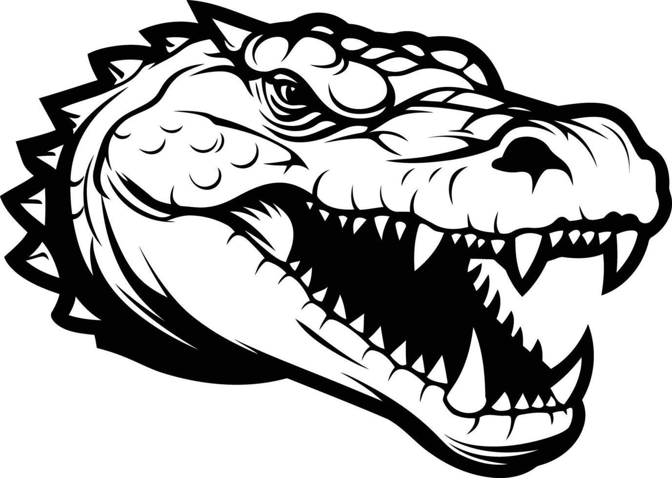 A fierce and powerful alligator head illustration, perfect for logos, t shirts, and other designs vector