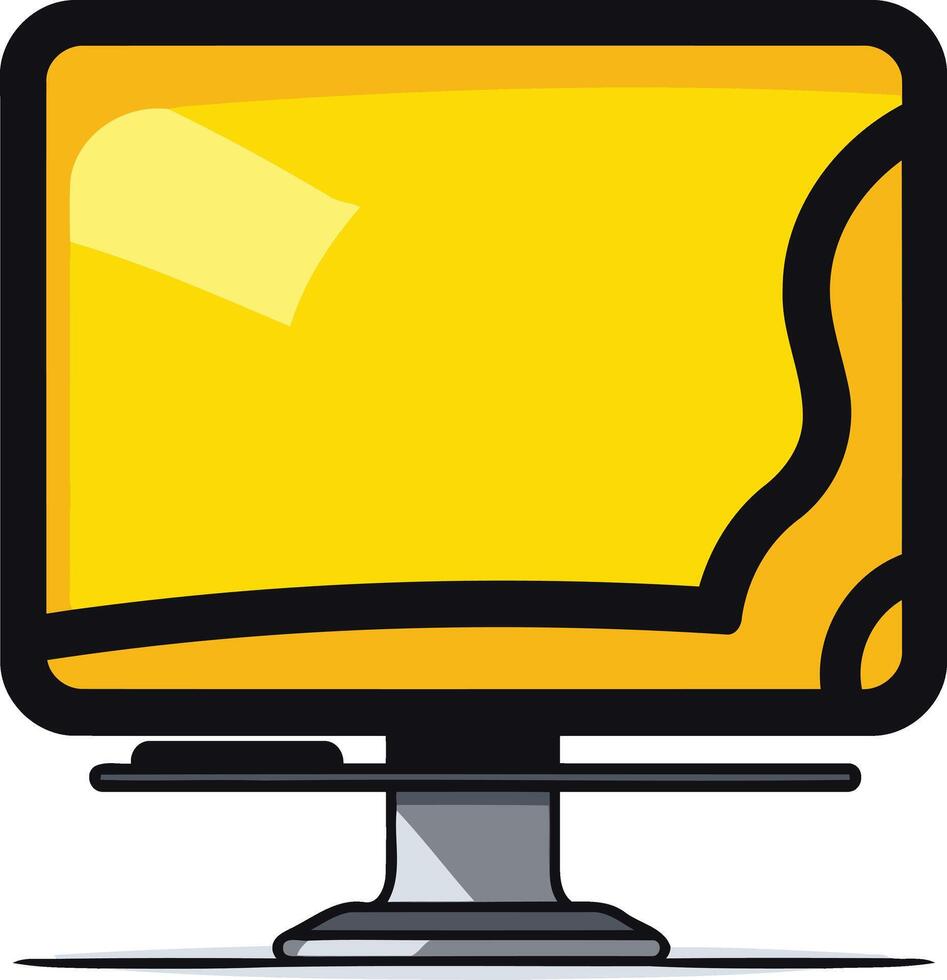 Simple and modern illustration of a yellow computer monitor, perfect for website design, tech presentations, or blog posts about technology vector