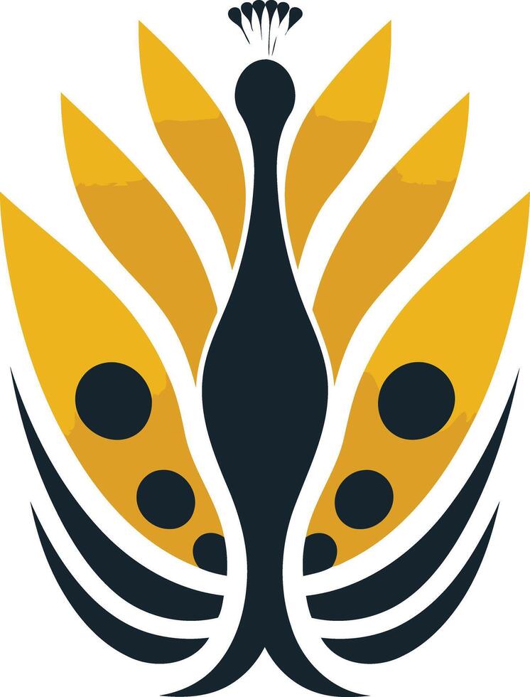 Elegant peacock logo design in gold and black vector