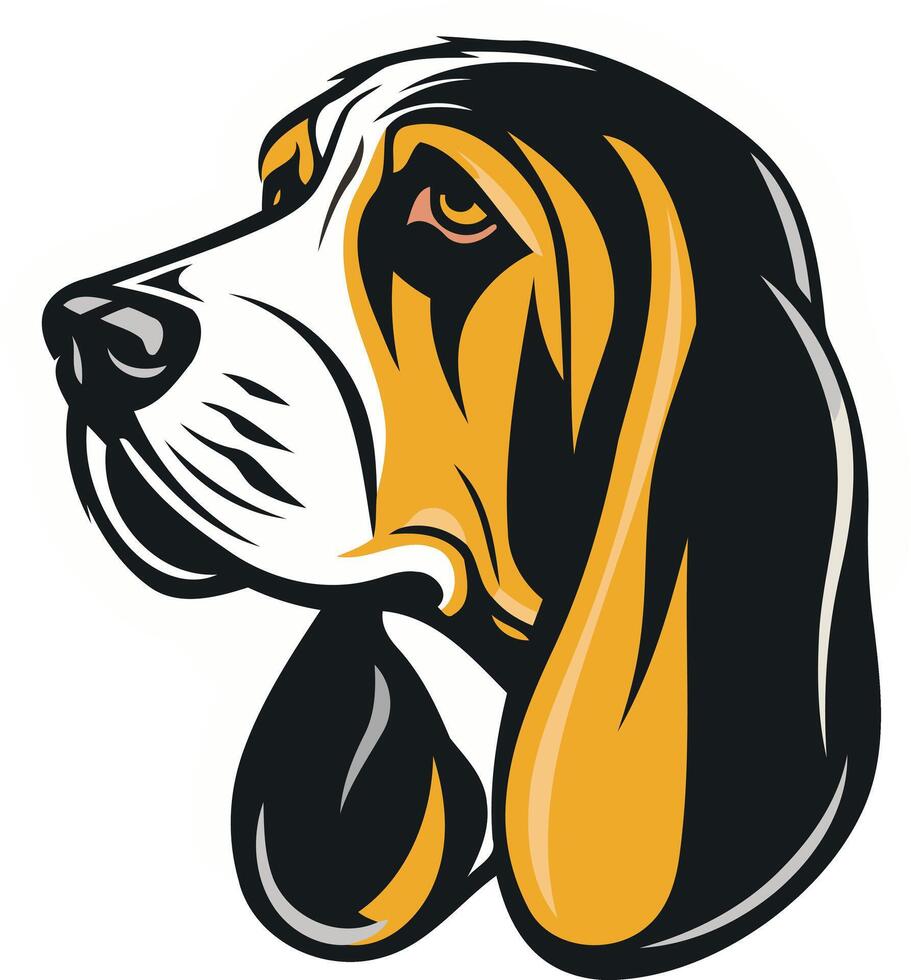 A cute and quirky cartoon illustration of a basset hound vector