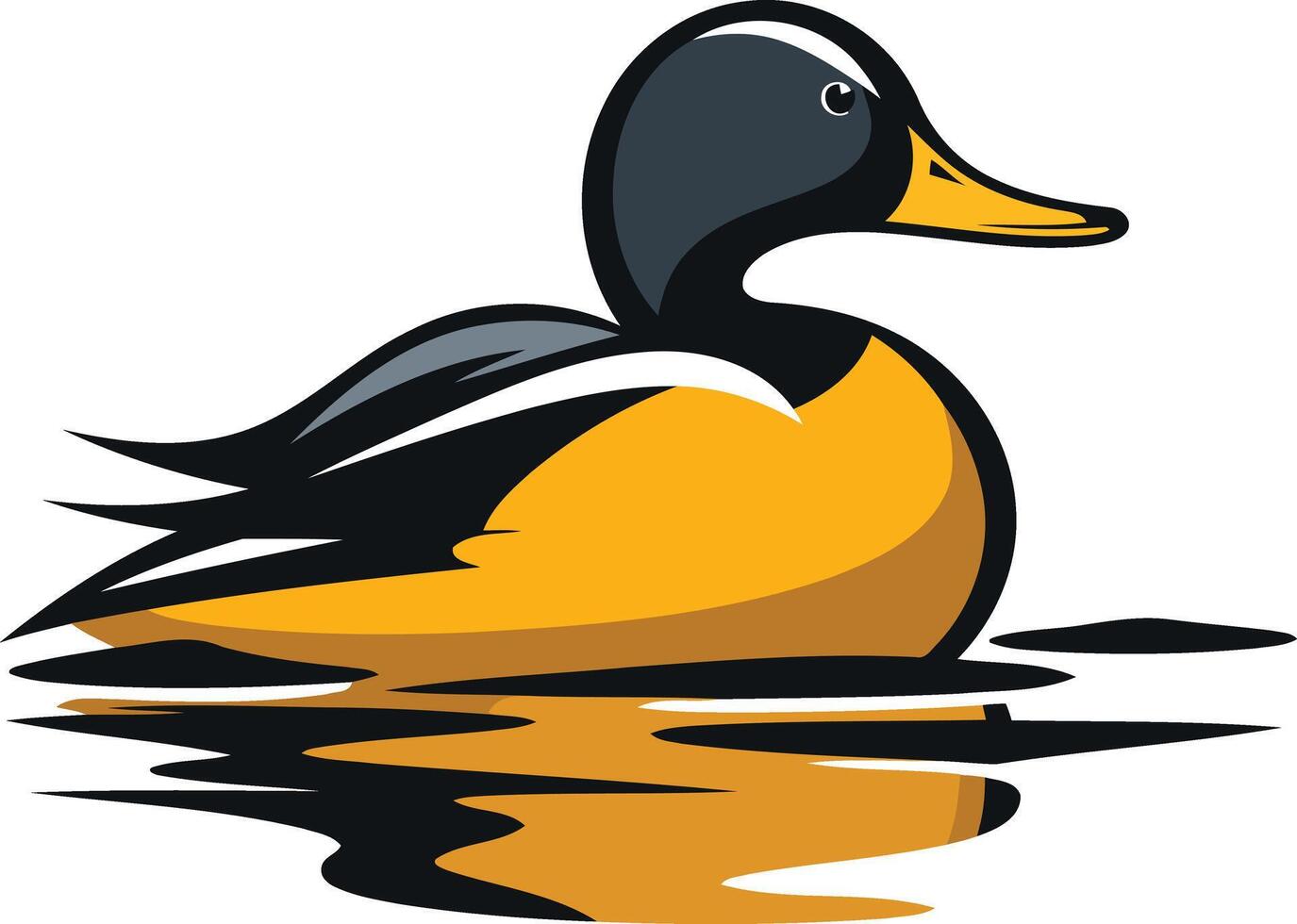A bold and colorful illustration of a duck swimming in a stylized water setting vector