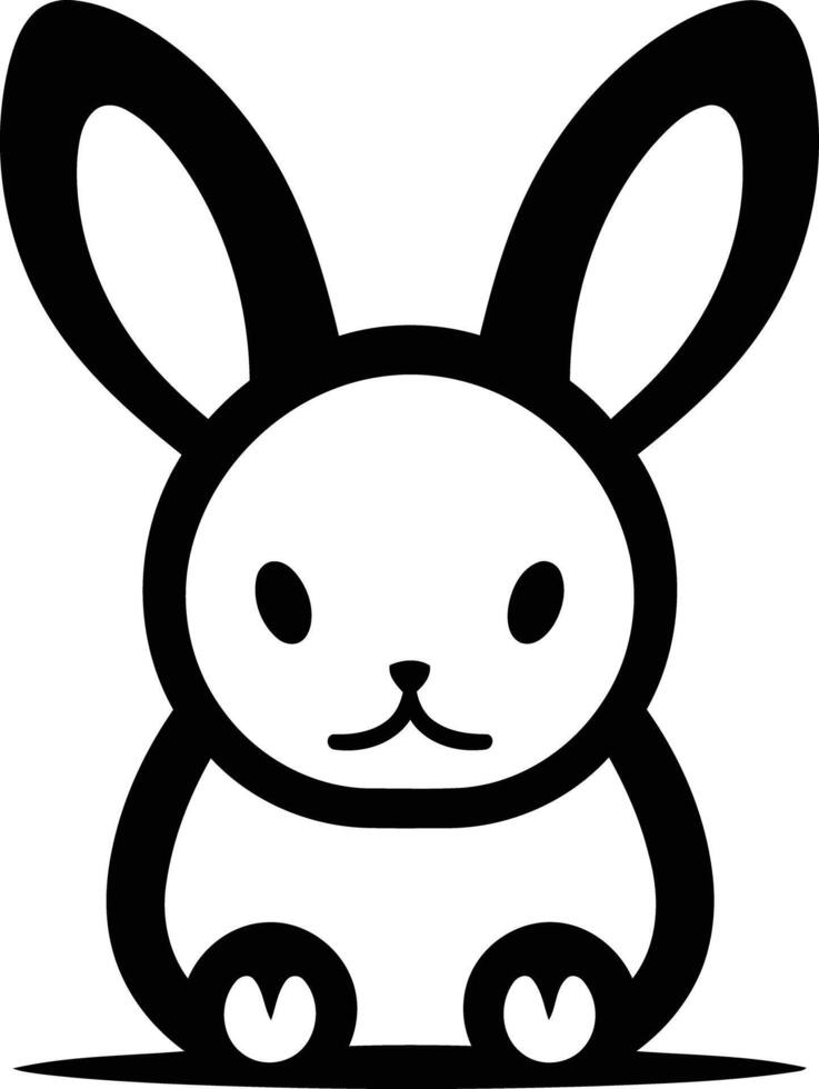 Simple and cute black and white bunny outline vector