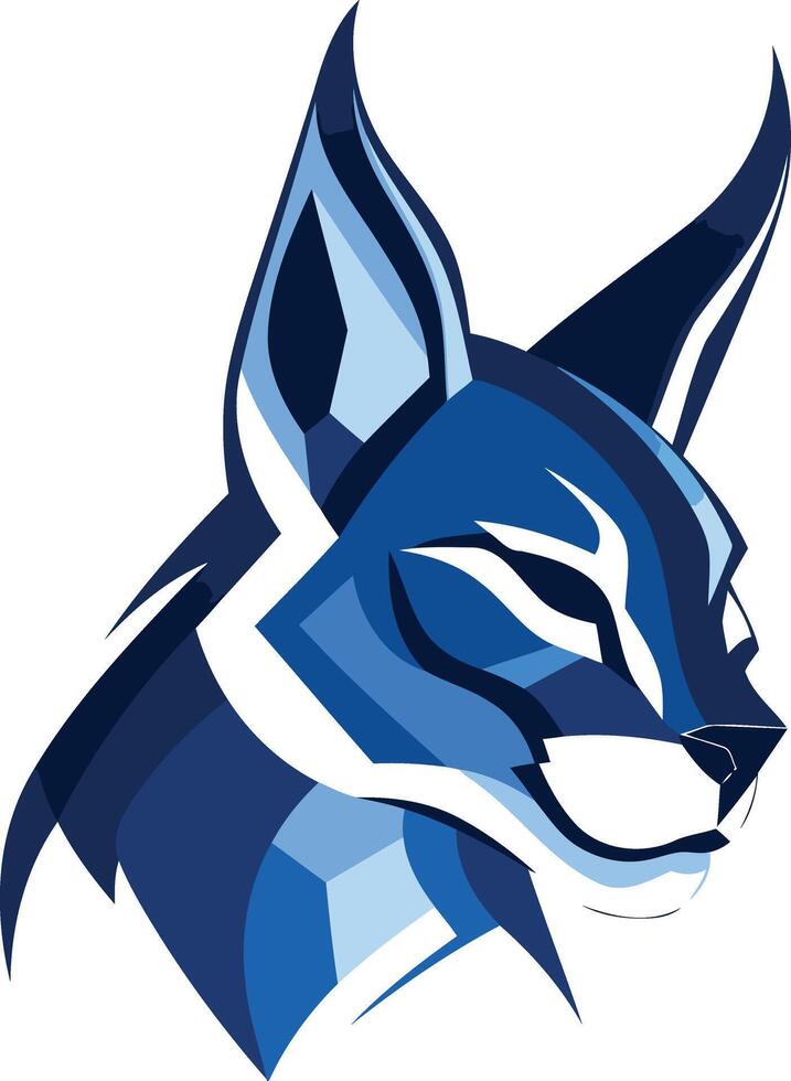 A bold and modern logo design featuring a stylized blue lynx head, perfect for a brand seeking a strong and confident image vector