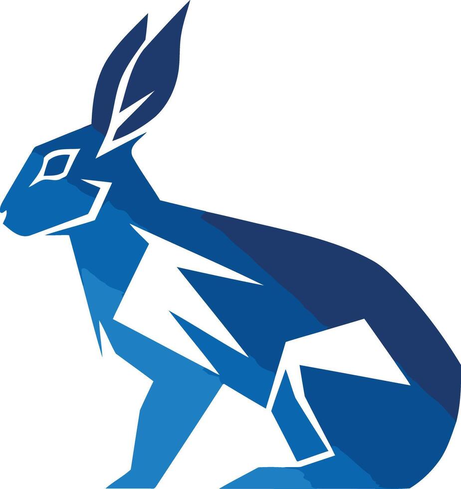 A bold, stylized blue rabbit logo vector