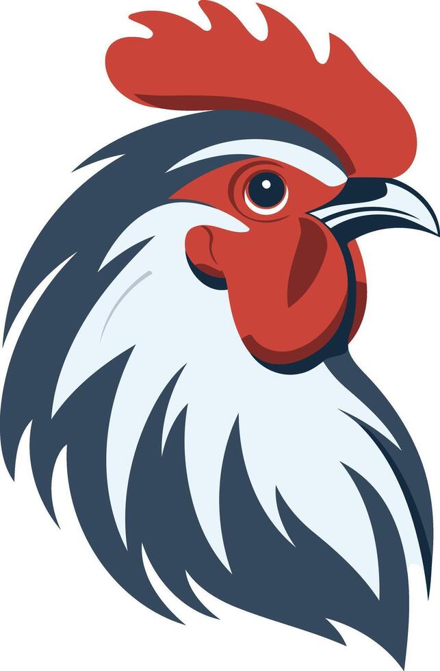 Stylized rooster head illustration, perfect for branding, logos, and mascot designs vector