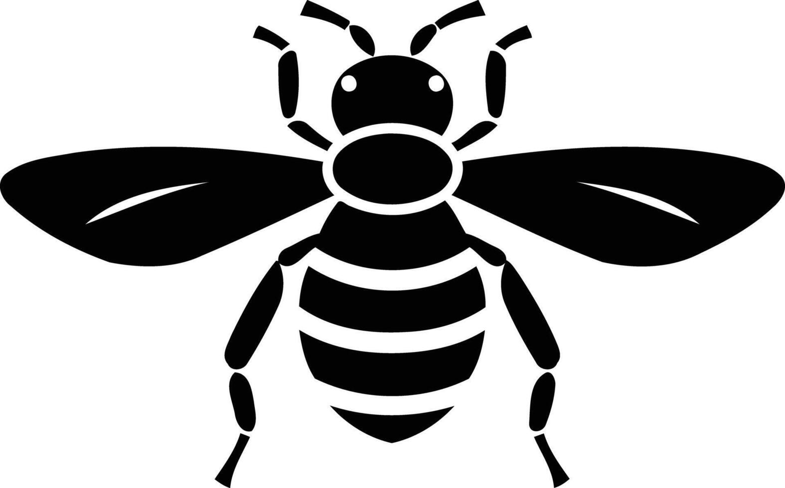 Simple black and white bee silhouette, ideal for logo design or branding vector