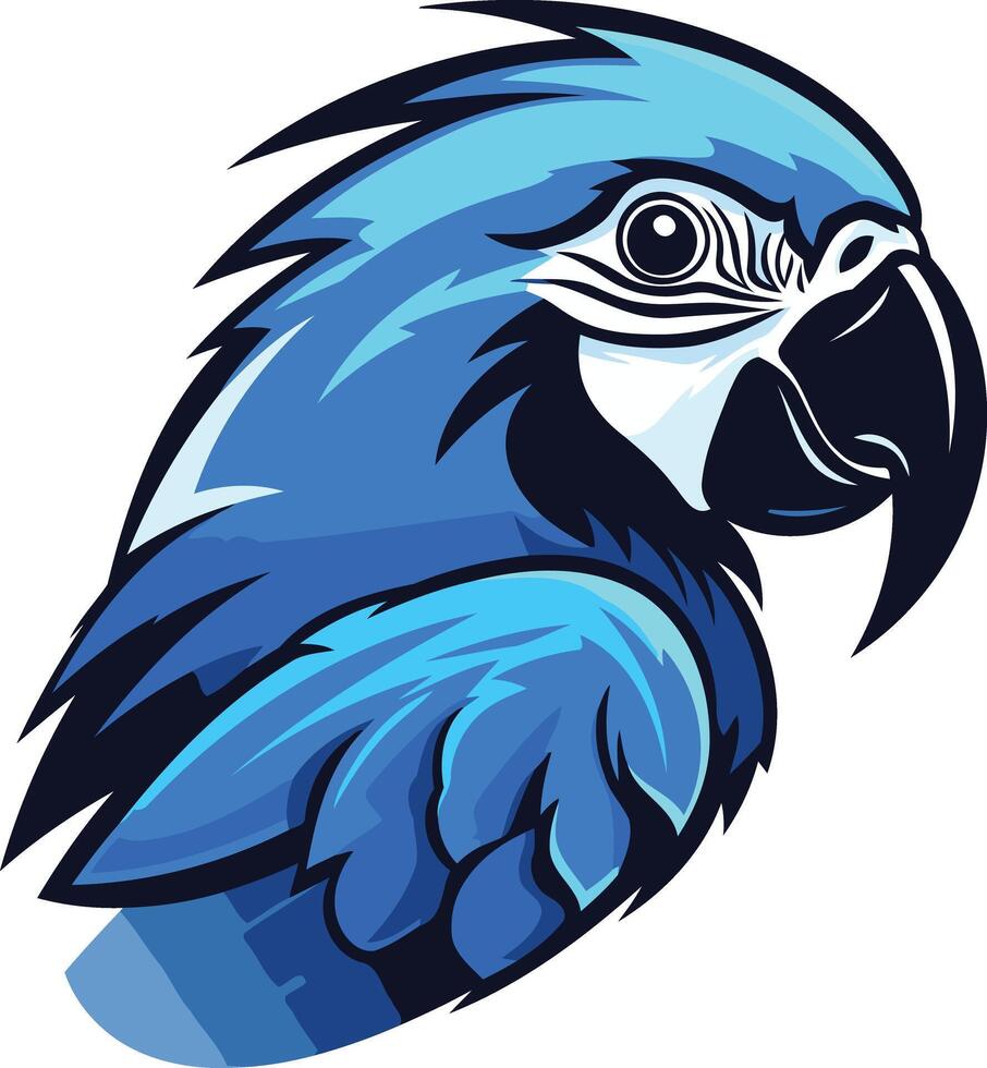 A bold and energetic blue parrot illustration, perfect for gaming logos, esports branding, or any design needing a vibrant, playful touch vector