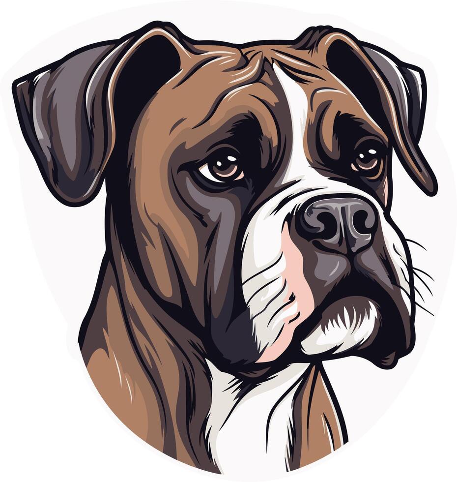 A detailed illustration of a boxer dog's head, captured in a close up portrait vector