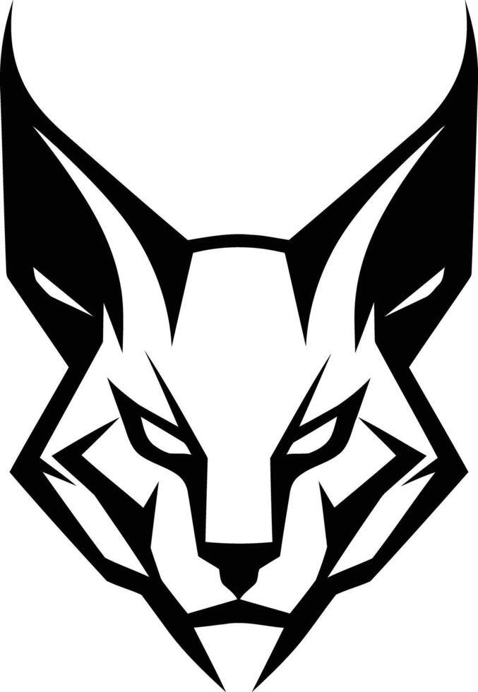 A fierce and stylized black and white logo featuring a cat's head vector