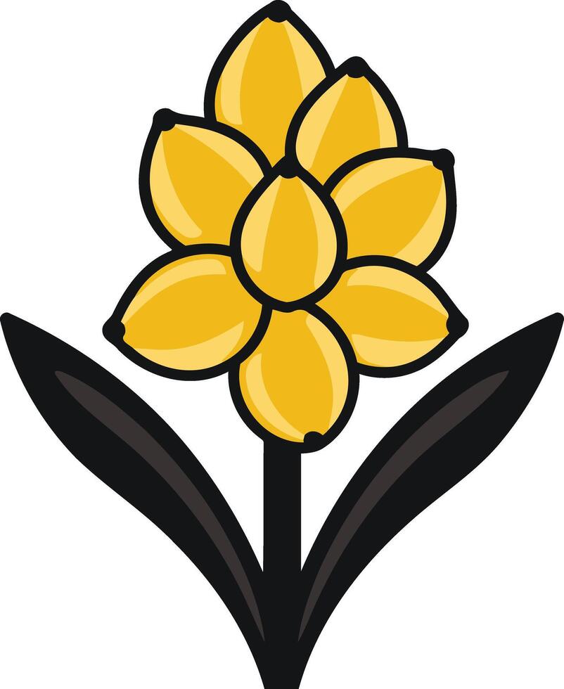 A cheerful, stylized illustration of a yellow daffodil flower vector