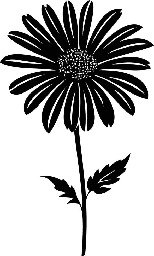 Simple black silhouette of a daisy flower on a white background vector