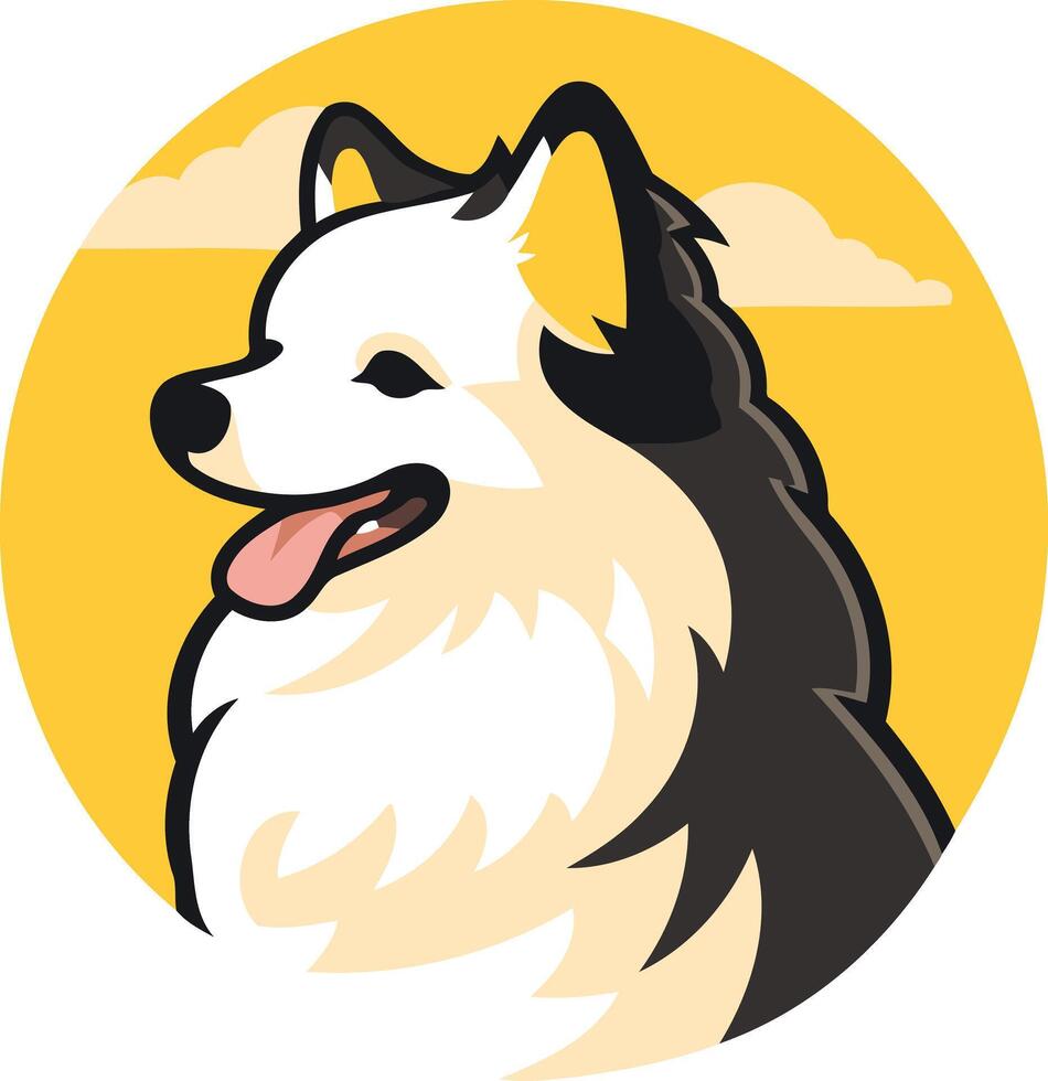 Cute cartoon illustration of a friendly pomeranian dog with a happy expression, perfect for pet related brands, websites, and social media vector
