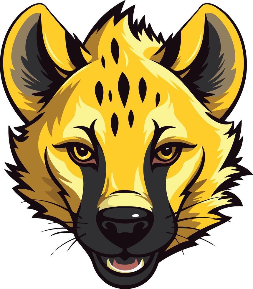 Cartoon hyena head mascot with a fierce expression vector