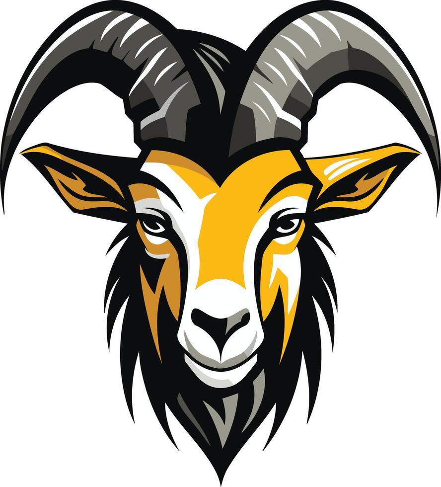 A fierce and majestic goat head, perfect for sport team logos, apparel designs, or branding projects vector