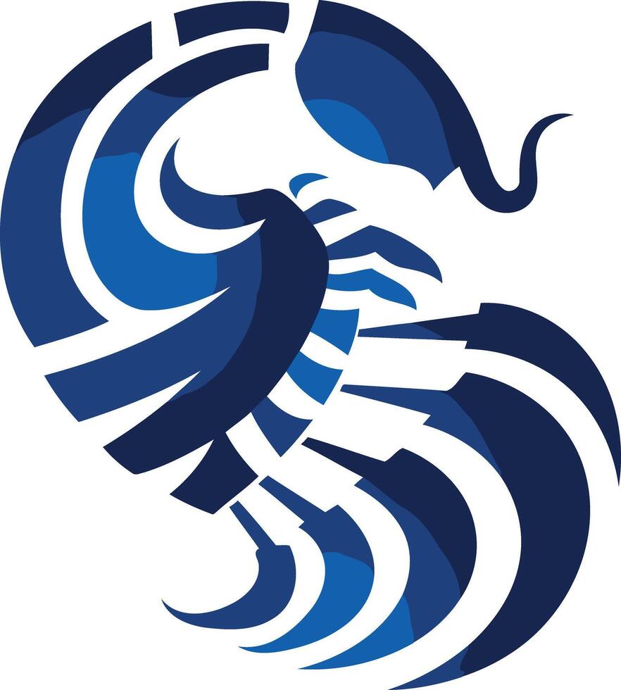 Stylized Abstract Blue Scorpion Illustration vector