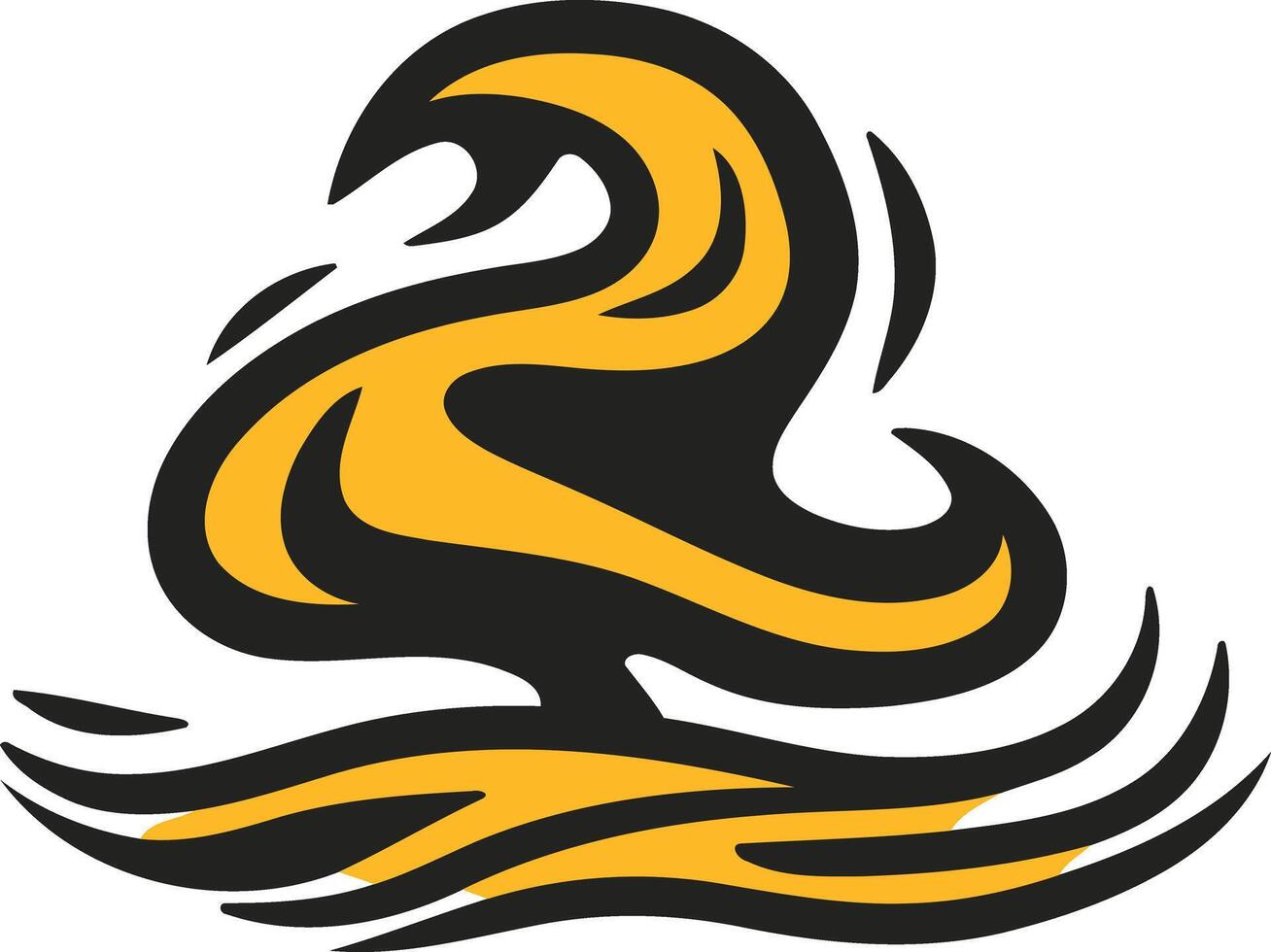 Abstract logo design featuring a stylized wave with a bold black outline and a vibrant yellow fill vector