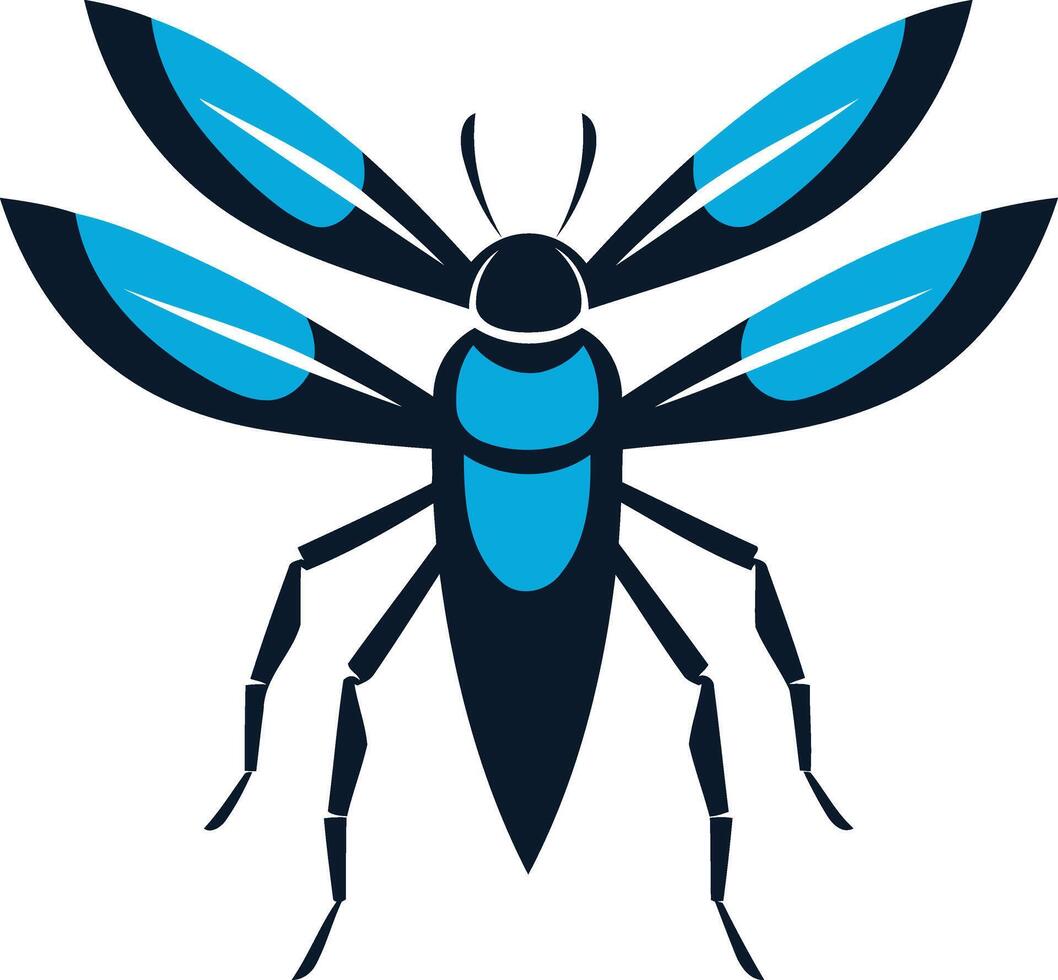 Stylized insect silhouette with vibrant blue accents, perfect for branding, logos, or design projects vector