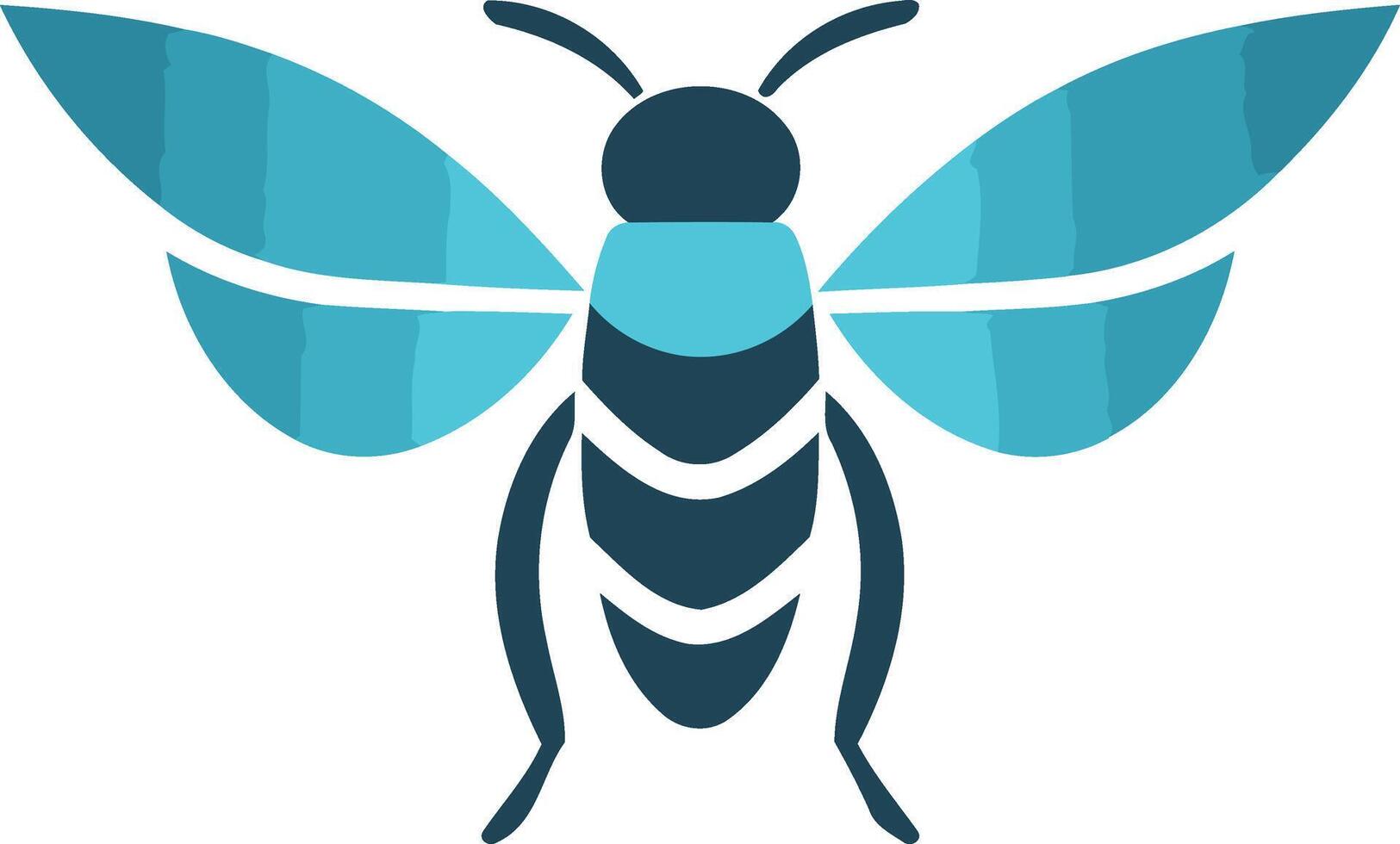 Simple, modern bee logo design in blue and black vector
