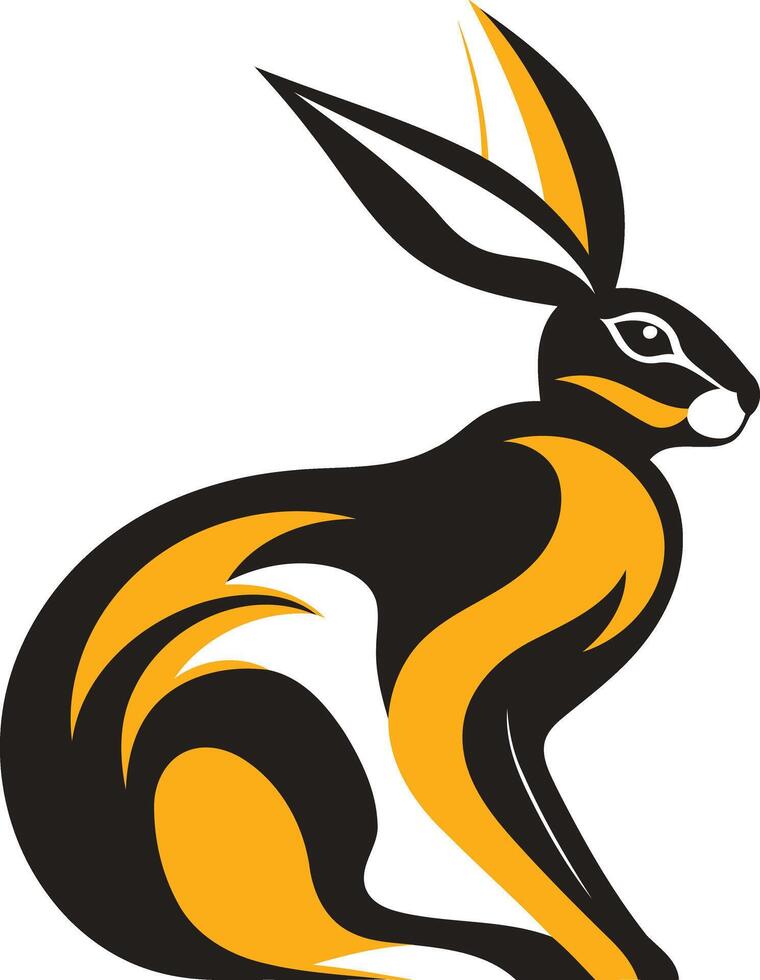 Stylized black and yellow rabbit logo design vector