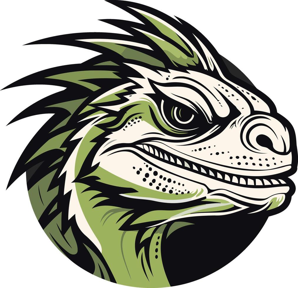 Green Lizard Head with Spikes vector