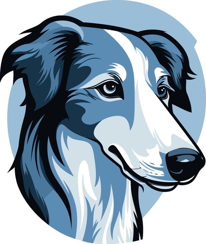 A stylish illustration of a greyhound's head in a blue color scheme vector