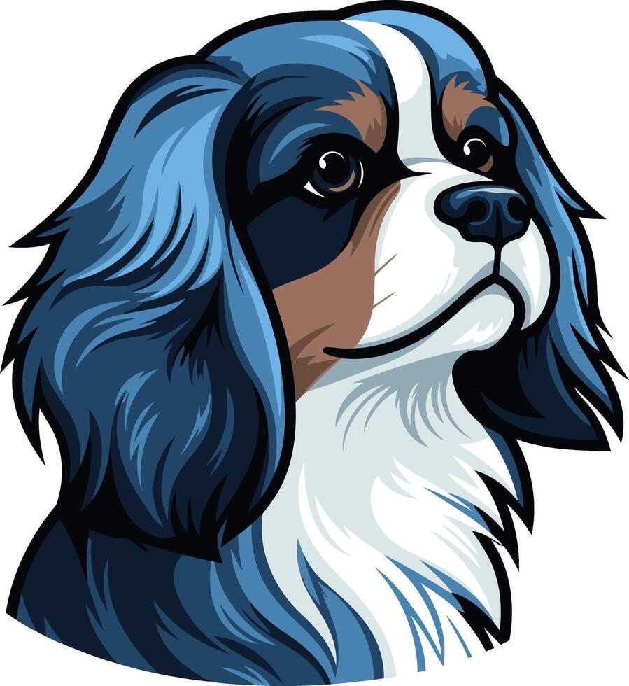 A charming cartoon illustration of a cavalier king charles spaniel, perfect for pet related projects, websites, and social media vector