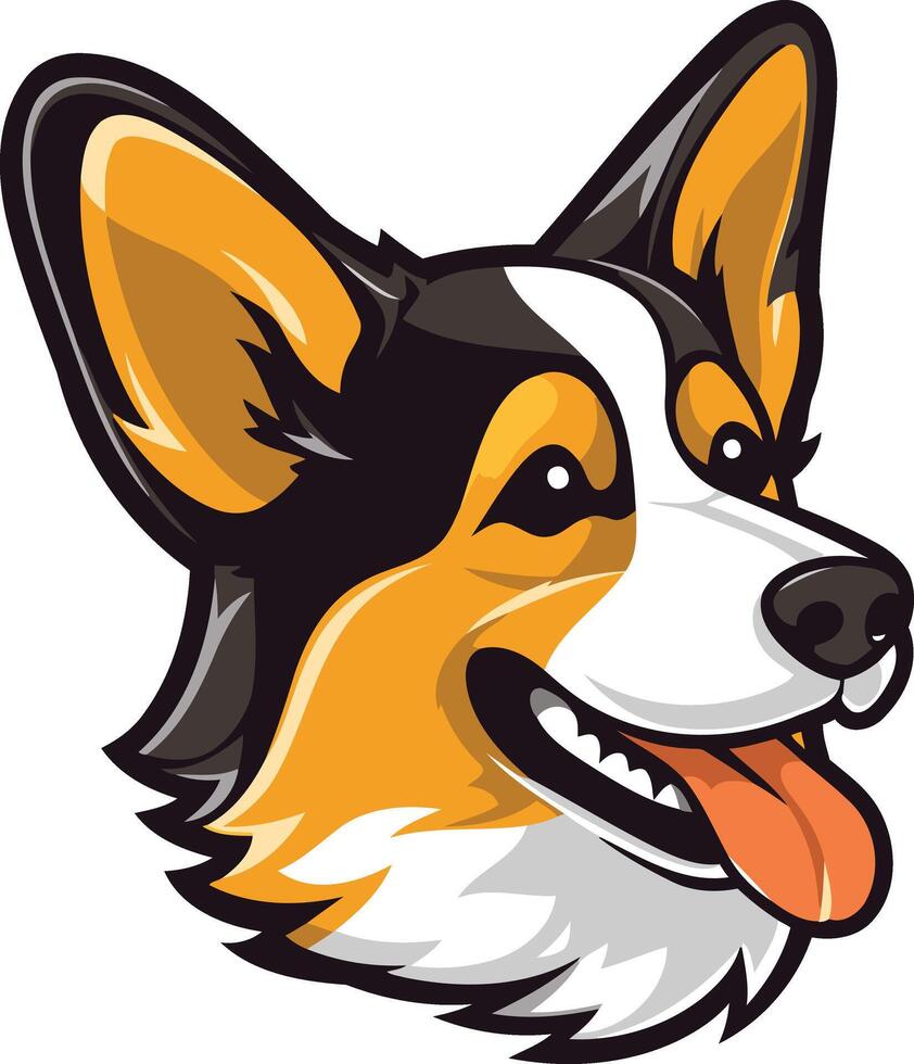 A friendly, cartoon style illustration of a welsh corgi head, perfect for logos, branding, and merchandise vector