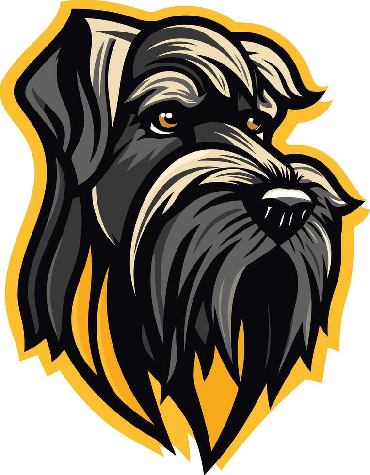 A bold and stylized illustration of a schnauzer dog's head, perfect for branding or mascot design vector