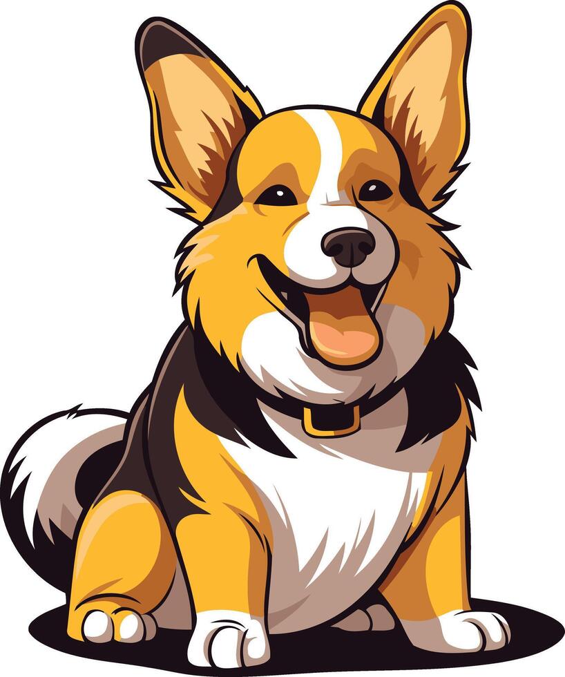A cheerful cartoon corgi dog with big ears and a happy smile vector