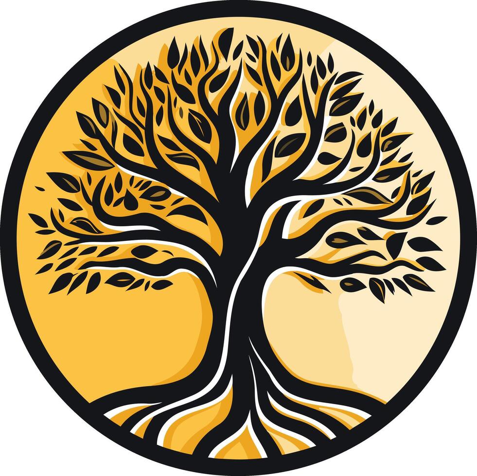 A stylized tree of life design, perfect for use in logos, branding, and spiritual or nature themed projects vector