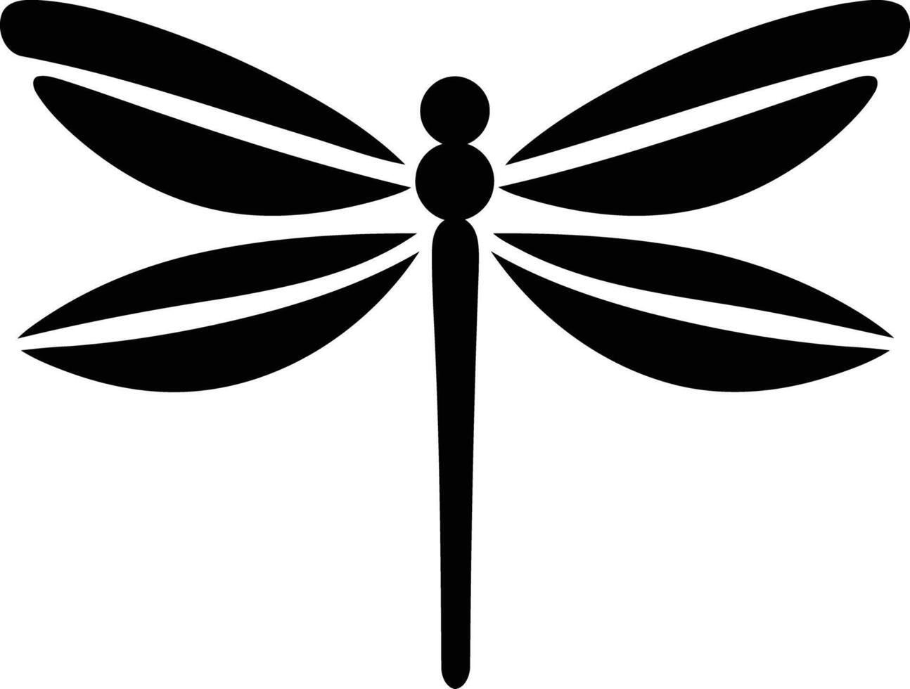 Simple black and white dragonfly silhouette, perfect for nature themed designs, logos, or illustrations vector