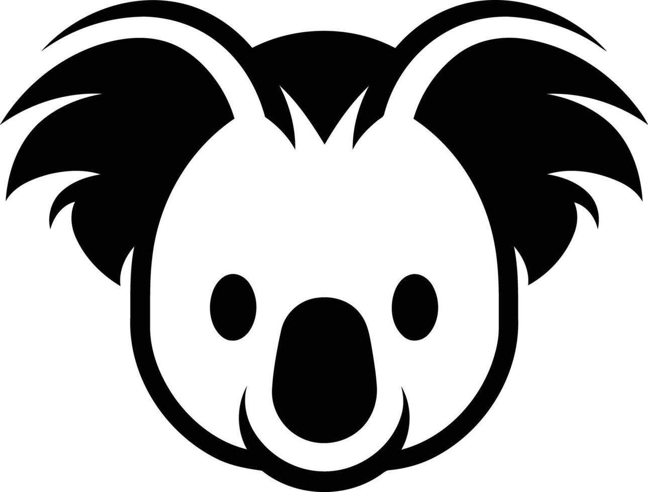Cute black and white koala head logo design, perfect for branding, websites, and social media vector
