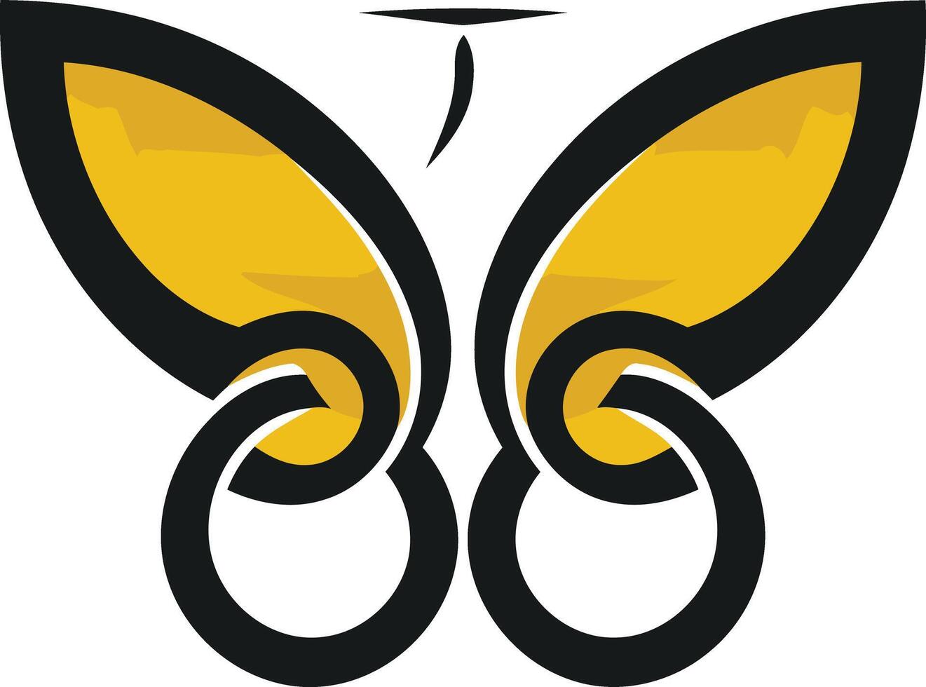 Abstract butterfly logo design with bold black outlines and yellow accents, perfect for branding or design projects vector