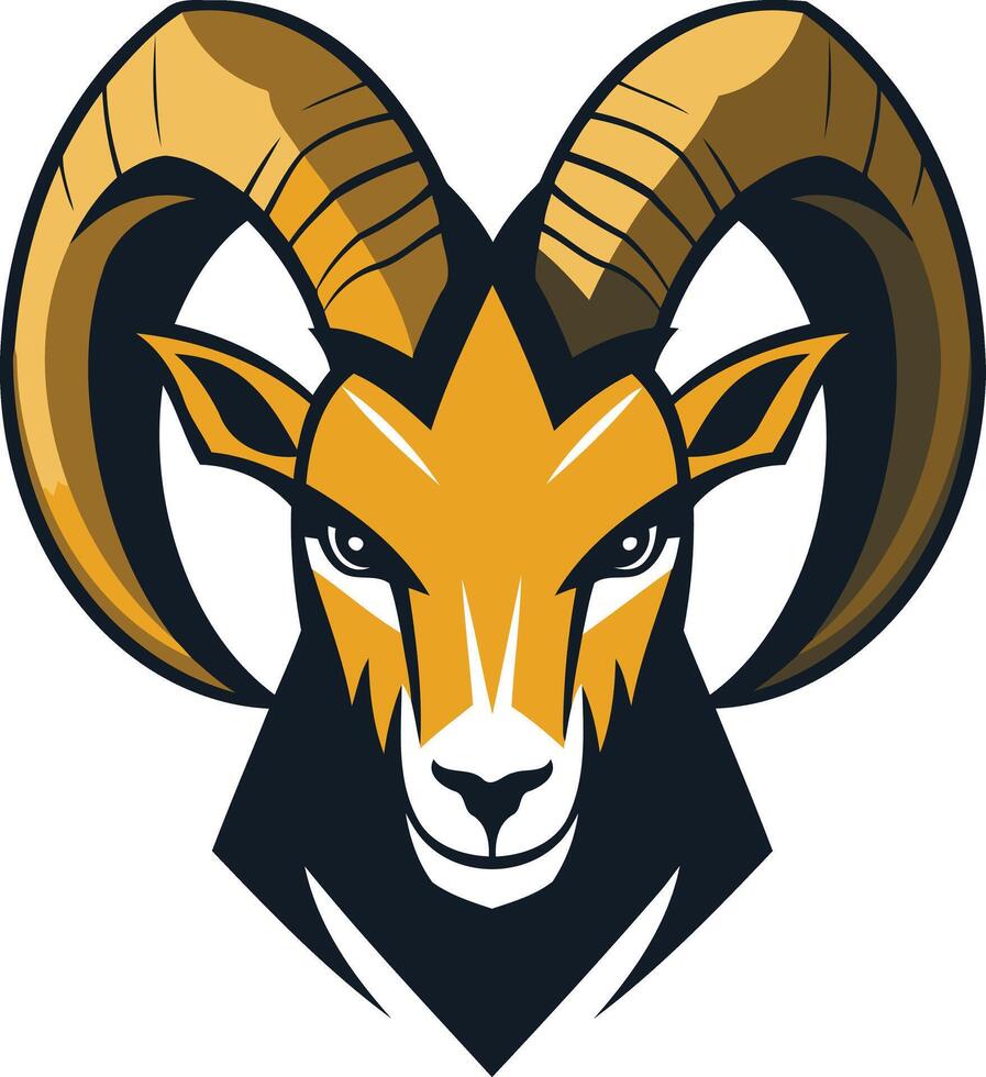 Bold and striking illustration of a ram's head, perfect for mascot logos, sports team branding, or adventurous designs vector