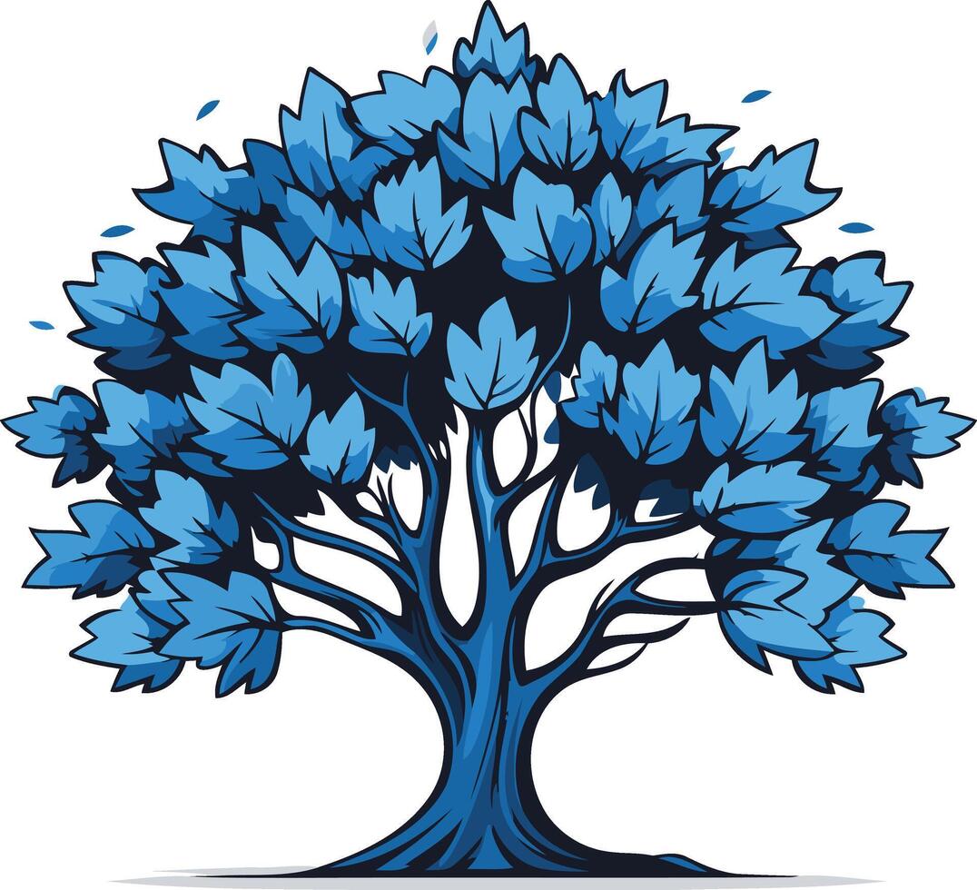 Blue stylized tree illustration, perfect for eco friendly branding, nature inspired designs, and environmental concepts vector