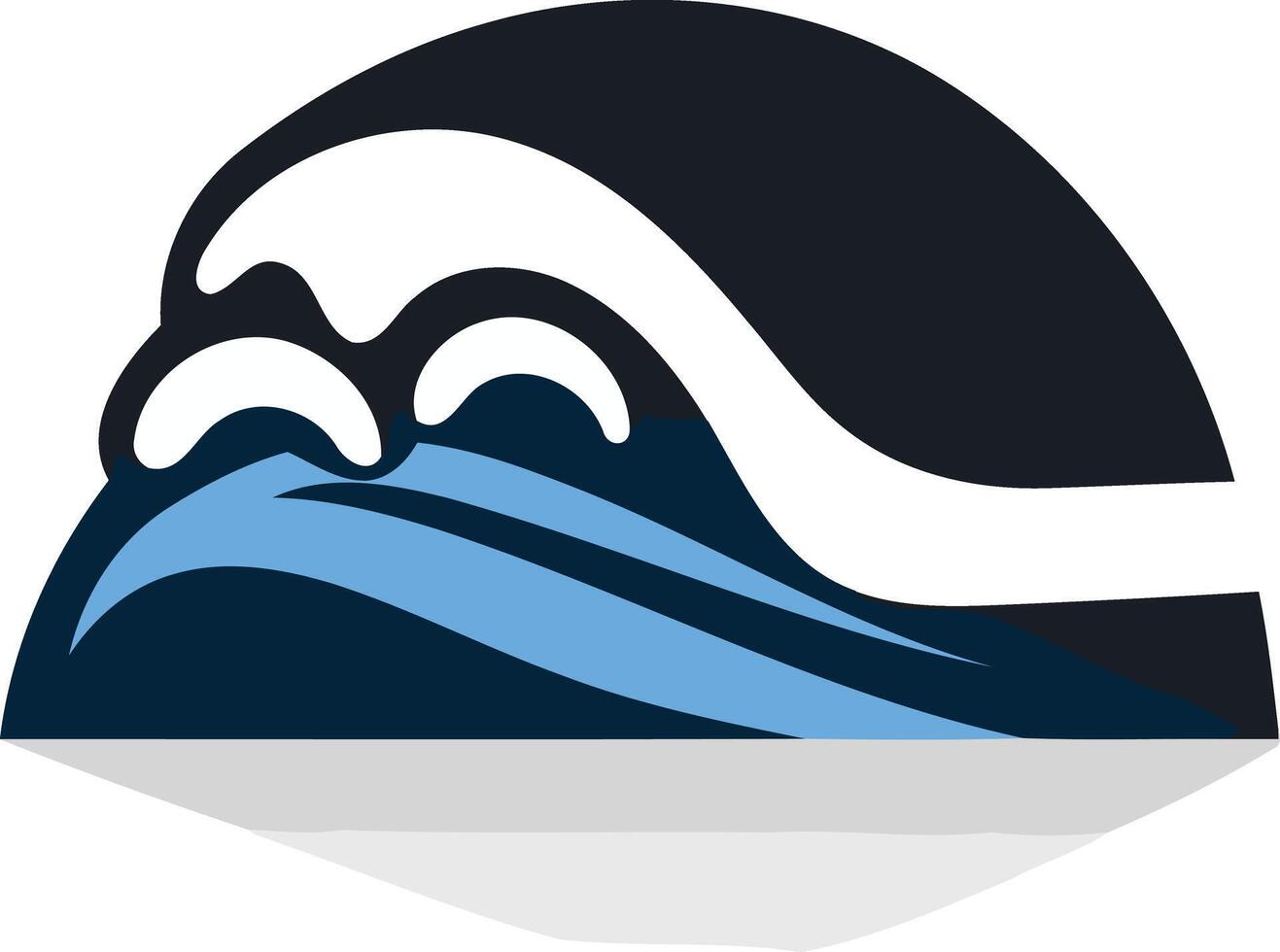 A simple, yet bold, logo design featuring a stylized wave breaking over a dark blue background vector