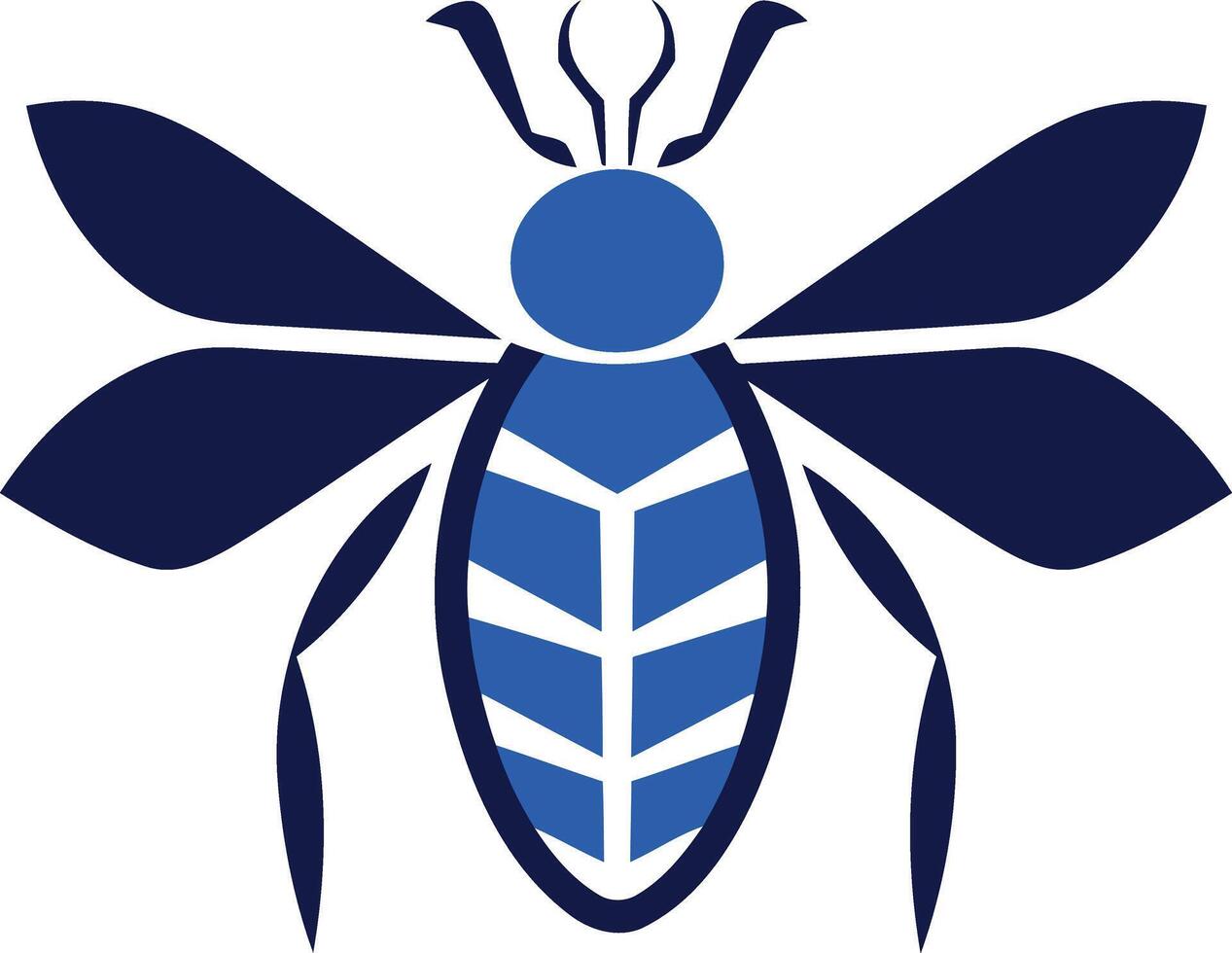 Abstract bee logo with blue and dark blue colors vector