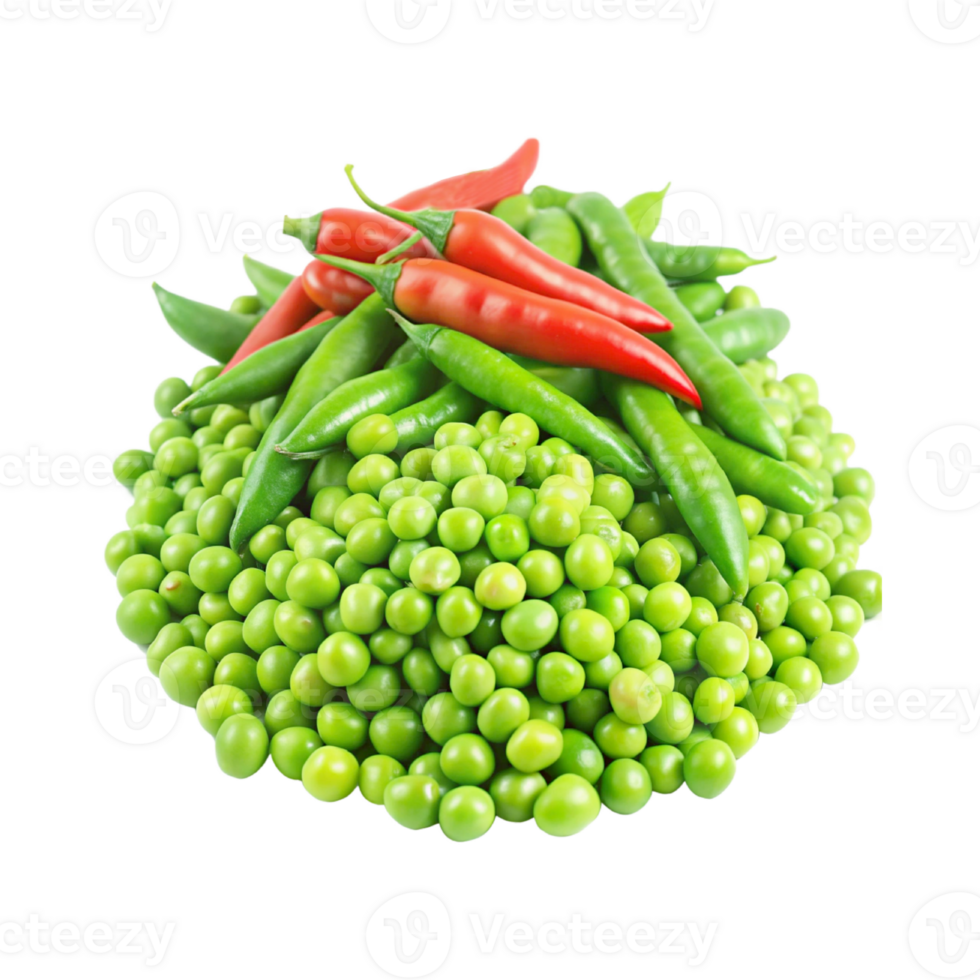 green peas with red and green chili png