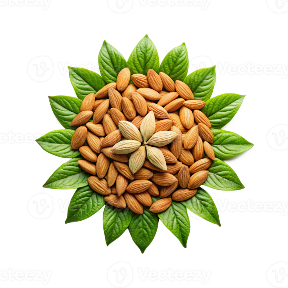 raw almond nuts neatly arranged png